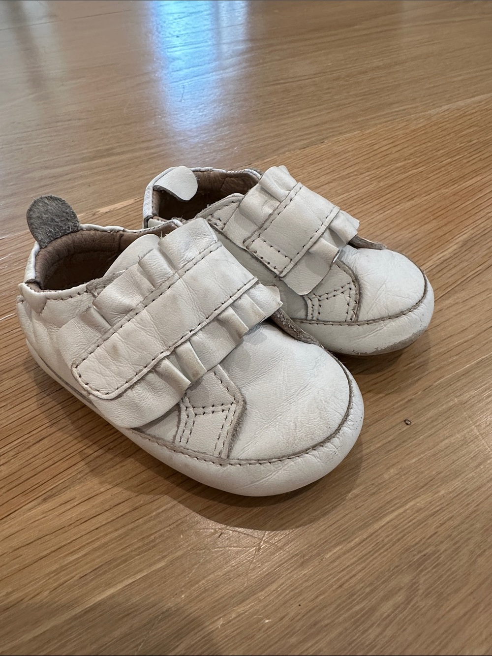 Old Soles Cream Ruffle Strap Baby Walkers